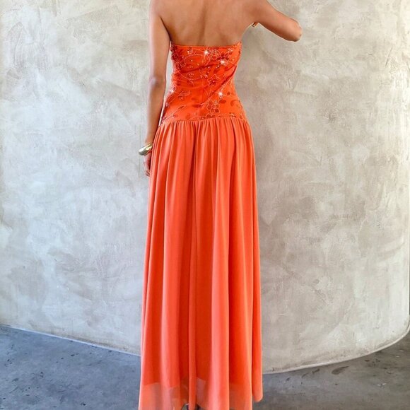 Janelle Orange Elegant Women's Sexy Sequins Embroidery Stitching maxi dress - Picture 3 of 7